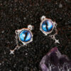 S925 Sterling Silver Original Vintage Blue Devil Eyes Stud Earrings