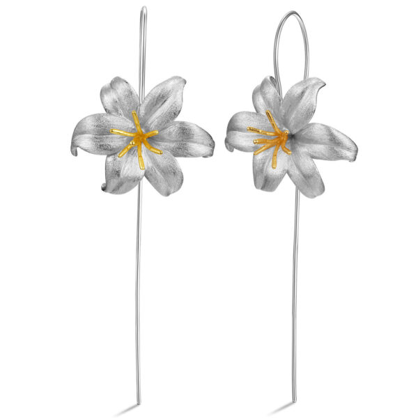 Sterling Silver S925 Vintage Lily Earrings