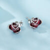 Original S925 Retro Red Rose Earrings