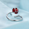 Original S925 Retro Red Rose Flower Open Ring