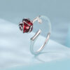 Original S925 Retro Red Rose Flower Open Ring