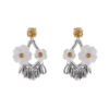 S925 Sterling Silver Double Flower White Crystal Tassel Earrings