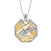 S925 Sterling Silver Hollow Leaf Geometric Cheetah Pendant