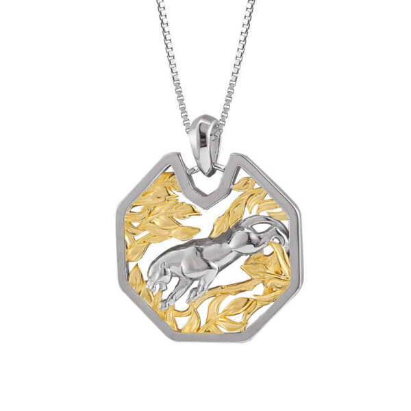 S925 Sterling Silver Hollow Leaf Geometric Cheetah Pendant