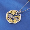 S925 Sterling Silver Hollow Leaf Geometric Cheetah Pendant