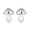 S925 Sterling Silver Mushroom Freshwater Pearl Stud Earrings