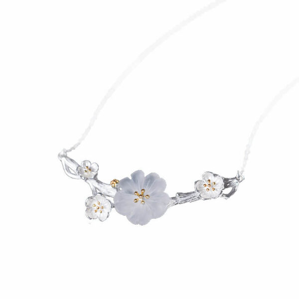 S925 Sterling Silver Retro Branch Crystal Plum Blossom Necklace