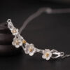 S925 Sterling Silver Retro Branch Crystal Plum Blossom Necklace