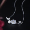 S925 Sterling Silver Retro Branch Crystal Plum Blossom Necklace