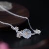 S925 Sterling Silver Retro Branch Crystal Plum Blossom Necklace