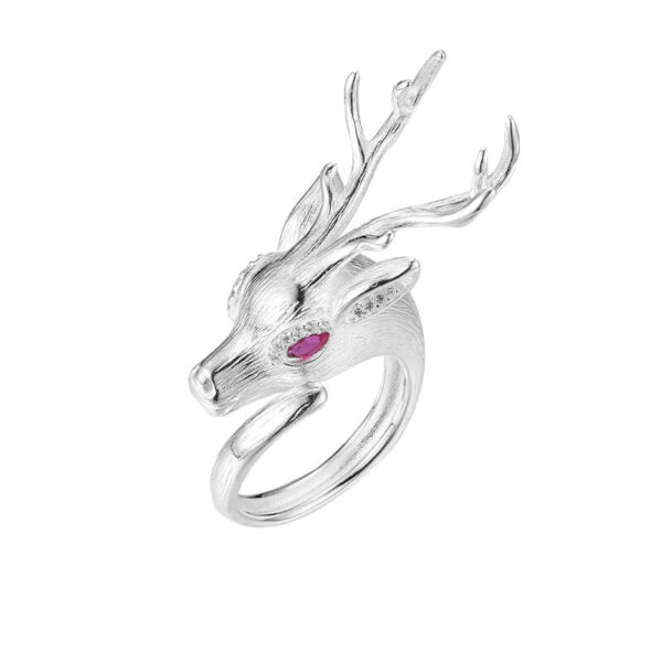 S925 Sterling Silver Retro Deer Open Ring