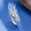 S925 Sterling Silver Retro Deer Open Ring