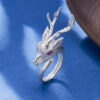 S925 Sterling Silver Retro Deer Open Ring