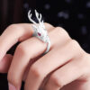 S925 Sterling Silver Retro Deer Open Ring