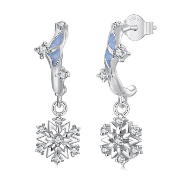 S925 Sterling Silver Snowflake Snow Mountain Stud Earrings