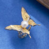 S925 Sterling Silver Texture Butterfly Freshwater Pearl Open Ring