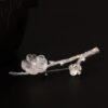 S925 Sterling Silver Vintage Branch Crystal Plum Blossom Brooch