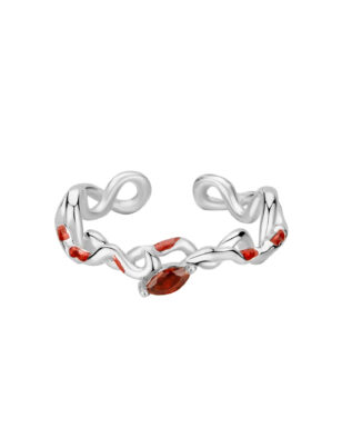 S925 Sterling Silver Bamboo Snake Open Enamel Ring