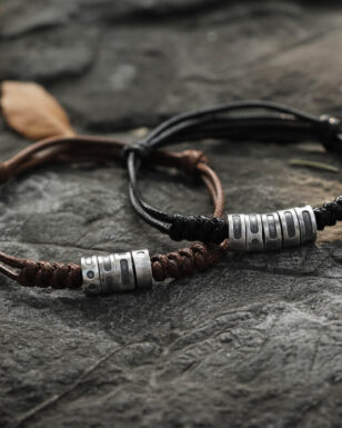 Original Handmade 999 Sterling Silver "Morse Code" Knot Couple Bracelet