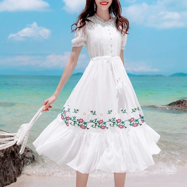 White Chiffon Midi Dress