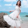 White Chiffon Midi Dress