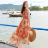 Bohemian Chiffon Sleeveless Floral Beach Dress