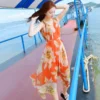Bohemian Chiffon Sleeveless Floral Beach Dress
