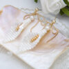 Handmade White Calla Lily Flower Bow Tassel Beaded Earrings 3