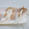 Handmade White Calla Lily Flower Bow Tassel Beaded Earrings 4