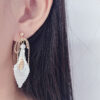 Handmade White Calla Lily Flower Bow Tassel Beaded Earrings 6