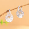 S925 Sterling Silver Fashion Ring Crushed Ice Round Plate Earrings