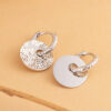 S925 Sterling Silver Fashion Ring Crushed Ice Round Plate Earrings