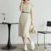 100 Cupro Silk Casual Loose Straight Hooded Dress 5
