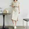 100 Cupro Silk Casual Loose Straight Hooded Dress 7