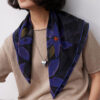 100% Mulberry Silk Black Background Purple Flower Silk Scarf