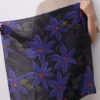 100% Mulberry Silk Black Background Purple Flower Silk Scarf