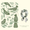 100% Mulberry Silk Green Plant Square
