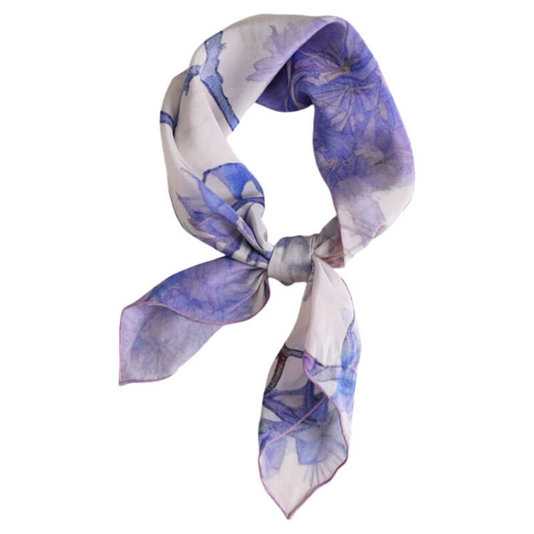 100% Mulberry Silk Hand-rolled Purple Silk Scarf