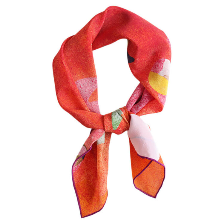 100% Mulberry Silk Hand-rolled Red Silk Scarf