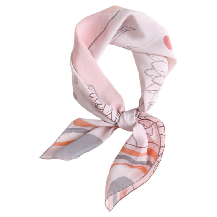 100% Mulberry Silk Pale Pink Floral Scarf