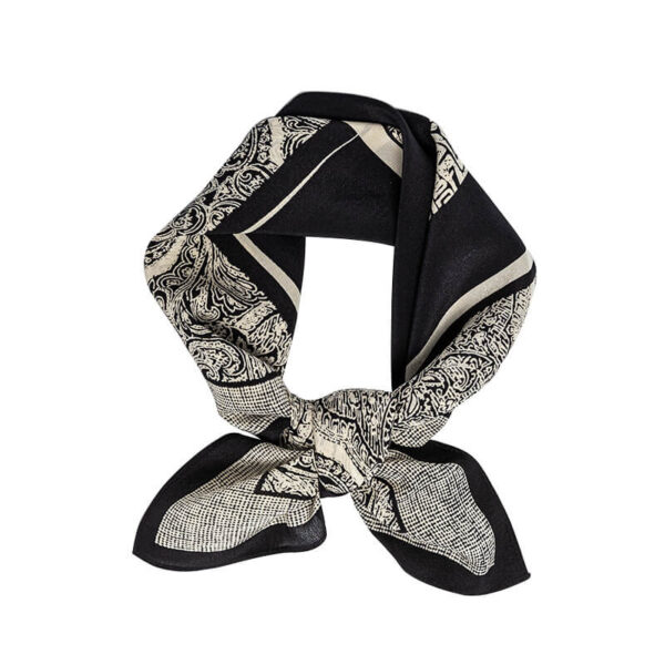 100% Mulberry Silk Retro Black and White Square Scarf