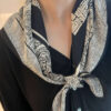 100% Mulberry Silk Retro Black and White Square Scarf