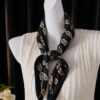 100% Mulberry Silk Twill Jacquard Black and Gold Silk Scarf