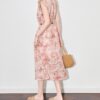 100% Ramie Pink Floral Dress