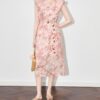 100% Ramie Pink Floral Dress