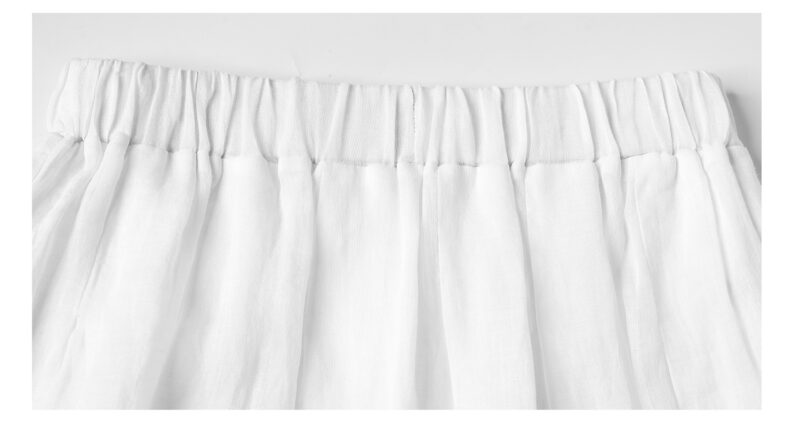 100 Ramie White Lace Elastic Waist Skirt 10
