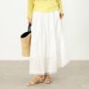 100 Ramie White Lace Elastic Waist Skirt 2