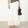 100 Ramie White Lace Elastic Waist Skirt 5