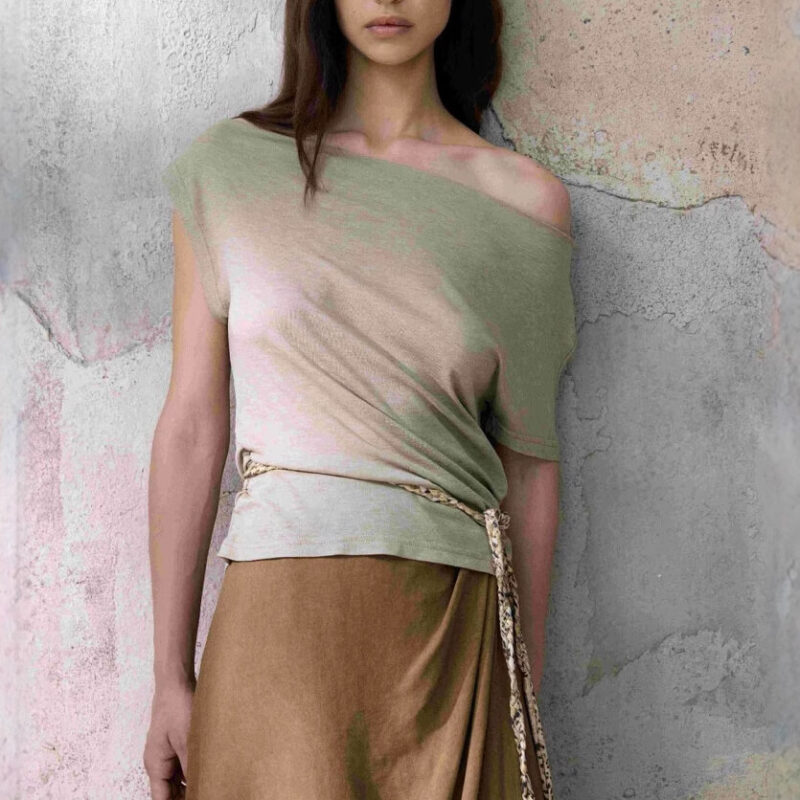 100% Tencel Retro Off-the-shoulder Top