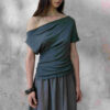 100% Tencel Retro Off-the-shoulder Top